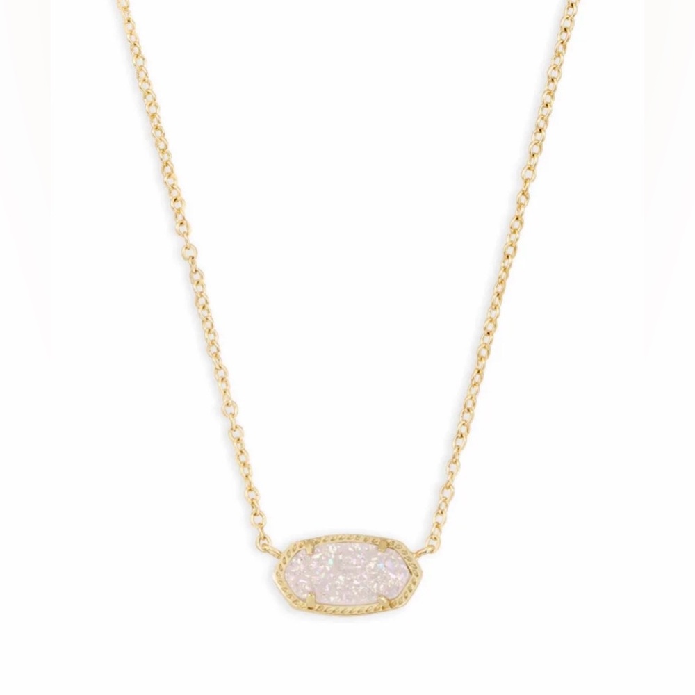 Kendra Scott Elisa Gold Pendant Necklace in Iridescent Drusy EUC